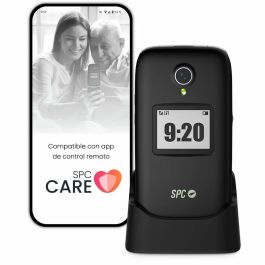 SPC 2334N Polaris Teléfono Móvil para Personas Mayores 4G Botón SOS, Compatible SPC Care, Teclas Grandes, Audífonos y Base de Carga Negro