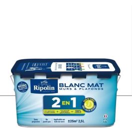 Ripolin PPG397891 Pintura 2 en 1 Blanco Mate para Paredes y Techos 2,5 L Ripolin PPG397891 Pintura 2 en 1 Blanco Mate para Paredes y Techos 2,5 L