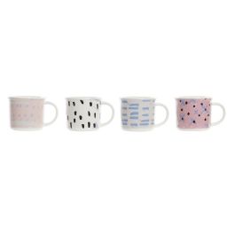 Taza Mug DKD Home Decor Negro Azul Rosa Blanco Gres (310 ml) (4 Unidades) Precio: 9.5000004. SKU: B1E8HCDB23