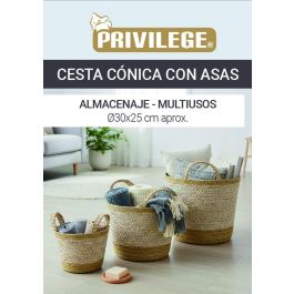 Inde Cesta Cónica Seagrass con Asas 30 cm (12 Unidades)