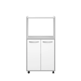 Oslo Carro de cocina L 60cm Blanco, 2 puertas, Melamina Mate, Patas Alu, 60x43x118 cm, Hecho en Francia