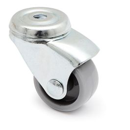 Q&Q Rueda Giratoria para Mueble con Aro de Plástico Gris Ø25 mm, Taladro Pasante y Acabado Zincado