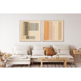 DKD Home Decor Cuadro Abstracto Blanco Beige Poliester Pino 102 x 102 x 4.5 cm (2 Unidades)