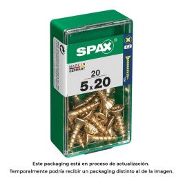 Spax 4081020500201 Tornillo Madera Caja 20 unid. Cabeza Plana Yellox 5,0x20mm Universal Rosca Completa Ranura Cruz Z2 4CUT