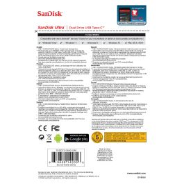 Sandisk Ultra Dual Drive Type-A/Type-C 64GB USB 3.2 Gen 1 (3.1 Gen 1) Negro Plata