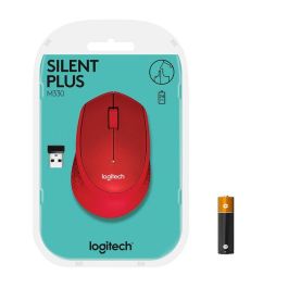 Logitech M330 Silent Plus Ratón Óptico Wireless Silencioso, Compacto y Ergonómico, Color Rojo