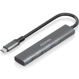 Aisens A106-0540 Hub USB-C 3.1 Gen1 con 4 puertos USB 3.0 de 5Gbps, Gris, Cable 15cm Aisens A106-0540 Hub USB-C 3.1 Gen1 con 4 puertos USB 3.0 de 5Gbps, Gris, Cable 15cm