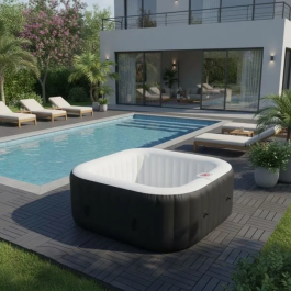 Sunspa Spa Hinchable Cuadrado para 6 Personas - 1.85 x 0.65 m - 130 Microjets