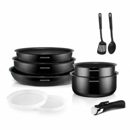 Arthur Martin ART3508510045735 Batería de Cocina 10 Piezas Aluminio, Compatible con Todo Excepto Inducción, Negro