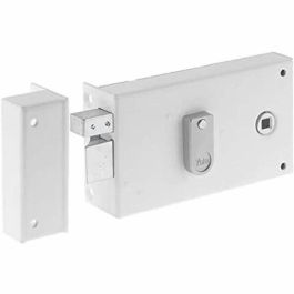 Yale YAH37G YAL6923923487588 Cerradura Horizontal de Superficie con Rodillo, Blanco, 2 Llaves, Izquierda para Rejilla y Cancela