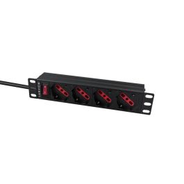 Lanview 10'' rack mount power strip, 2m, 13A with 4 x Schuko/italian type socket Lanview 10'' rack mount power strip, 2m, 13A with 4 x Schuko/italian type socket