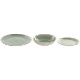 Vajilla Basicos DKD Home Decor Verde Blanco 27 x 3 x 27 cm Set de 18 Vajilla Basicos DKD Home Decor Verde Blanco 27 x 3 x 27 cm Set de 18