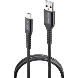 NGS KNOT-AC Cable USB 2.0 A a Tipo-C, Carga Rápida 12W, Datos 480Mbps, 1 metro, Trenzado Negro