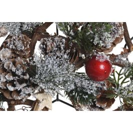 DKD Home Decor Decoración Colgante Navidad Tradicional Natural Verde Rojo Piñas Metal Estrella 24 x 7 x 24 cm