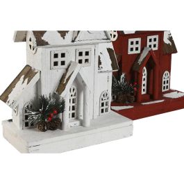 Casa Navidad Tradicional DKD Home Decor Blanco Rojo 14 x 32 x 26 cm (2 Unidades)