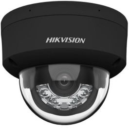 Hikvision Cámara IP domo 4MP Smart Hybrid Light ColorVu 2.8mm WDR IK10 IP67 Audio Alarma Luz Híbrida 30m Negra