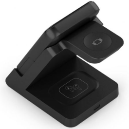 Aisens ASCH-15W4WC064-BK – Base de carga inalámbrica 4 en 1 para móvil, Apple Watch y auriculares con estuche de carga 15W Negro