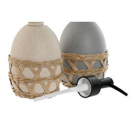 DKD Home Decor Dosificador Crema y Gris Dolomita y Fibra 9 x 18.5 x 9 cm 320 ml (2 Unidades)