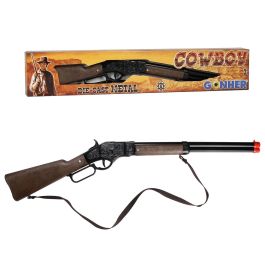 Gonher Plata 99/0 Rifle Vaquero de Metal con 8 Tiros, usa fulminantes de 12 tiros, para edades de 3 años en adelante