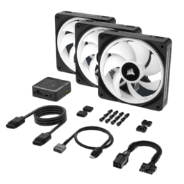 Corsair CO-9051002-WW Ventilador 12 cm Negro, Blanco, 3 Piezas, LED Multi, PWM, 480-2400 RPM, 63.1 CFM