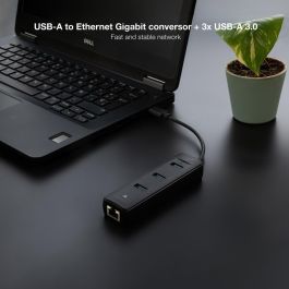 Nanocable Conversor USB 3.0 a Ethernet Gigabit + 3 Puertos USB 3.0 para PC y Portátil, Plug & Play