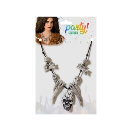 Collar Calavera, Huesos Y Garras Tonos Grises Para Disfraz Cavernícola | Accesorios Carnaval Halloween