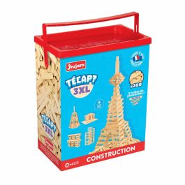 Jeujura Técap? 3XL Juego de Construcción y Equilibrio con 200 Tablas de Madera Natural en 3 Tamaños, Incluye Barril de Cartón