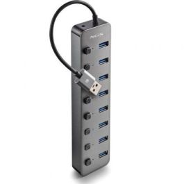 NGS IHUB8 Hub USB 8 Puertos USB 3.0 con Interruptor Individual, 5Gbps, Alimentación Externa y Carga BC1.2 para PC/Mac