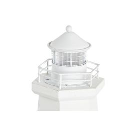 DKD Home Decor Faro Decorativo Luminoso LED Estilo Atlántico Colección Lurima en Madera Blanco Negro, 42x14x16 cm, Baterías AA