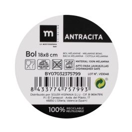 Bol de melamina antracita 18x8 cm - La Mediterranea (24 Unidades) Bol de melamina antracita 18x8 cm - La Mediterranea (24 Unidades)