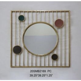 DKD Home Decor Espejo Decorativo de Pared Sixties con Diseño de Círculos en Metal y Cristal, Colores Dorado y Rosa, 100x100 cm Precio: 96.49999986. SKU: S3023519