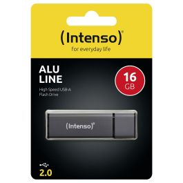 Intenso Lápiz USB Alu line 16GB - Memoria USB 2.0, Aluminio Antracita, 3521471, Lectura 28MB/s, Escritura 6.5MB/s