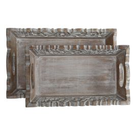Juego de Bandejas Home ESPRIT Blanco Natural Indio Decapé 40,5 x 25,5 x 6,5 cm (2 Unidades) Juego de Bandejas Home ESPRIT Blanco Natural Indio Decapé 40,5 x 25,5 x 6,5 cm (2 Unidades)