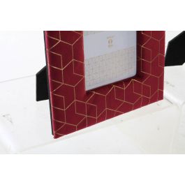 DKD Home Decor Marco de Fotos Glam Geométrico 10x15 cm Morado Rosa Dorado Madera Poliéster Pack 4 Unidades 18x2x23 cm