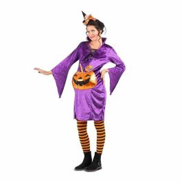 Disfraz bruja calabaza tocado, vestido con bolsillo y medias talla m