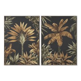 Cuadro Home ESPRIT Negro Dorado Palmeras Tropical 103 x 4,5 x 143 cm (2 Unidades)