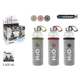 Bewinner Botella de Agua de Vidrio con Funda 600 ml - Altura 24.5 cm (12 Unidades)