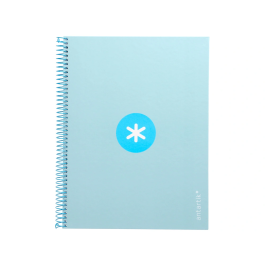 Antartik Cuaderno espiral A4 micro, tapa forrada, 80 hojas, 90 gr, horizontal, celeste