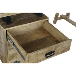 DKD Home Decor Escritorio Home Office Natural Negro 160x80x75cm con 2 Cajones, Madera de Mango y Metal
