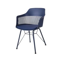 DKD Home Decor Silla Scandi Azul Marino, Pack de 2, PP y Metal, Desmontable, 56x53x81 cm, Altura Asiento 44 cm