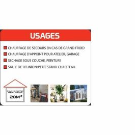 Mecafer MH2000 Calentador Ventilador Cerámica 2000W - Calienta 20m² - Termostato Ajustable, Protección Sobrecarga - Taller, Garaje