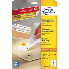 Avery Etiquetas Adhesivas Removibles 96x50,8 mm Inkjet-Láser 10 X 25H Blanco