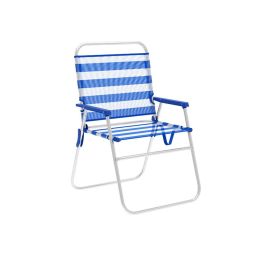 Marbueno Silla Plegable Aluminio Rayas Azul y Blanco Playa y Piscina 52X56X80 cm 10313