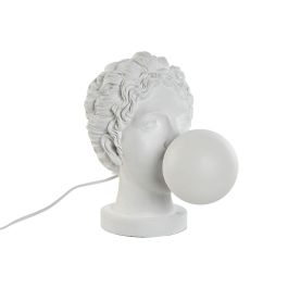 DKD Home Decor Lámpara de Sobremesa de Diseño Moderno, Color Blanco, Fabricada en Resina, Compatible Bombilla G9, Medidas 21x33x29 cm