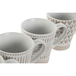 DKD Home Decor Mug Boho Gres Set de 4, 360ml, Blanco Beige, Apto Microondas y Lavavajillas DKD Home Decor Mug Boho Gres Set de 4, 360ml, Blanco Beige, Apto Microondas y Lavavajillas