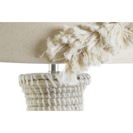 DKD Home Decor Lámpara Sobremesa Tropical Blanco Marron Claro Seagrass Lino 42 x 70 x 42 cm