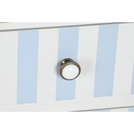 DKD Home Decor Mueble TV Mediterráneo Colección Bayona 2023 Madera Paulownia Blanco Azul Celeste 120x48x60 cm con 4 Cajones y 3 Puertas