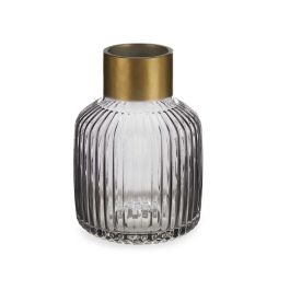 Jarrón de Cristal con Rayas Oro Grande Antracita Giftdecor 14.5x22x14.5 cm (6 Unidades) Jarrón de Cristal con Rayas Oro Grande Antracita Giftdecor 14.5x22x14.5 cm (6 Unidades)