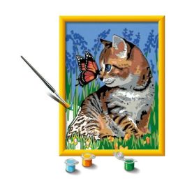 Ravensburger RAV00025813 CreArt Kids Kit Pintura por Números Gato y su Compañera la Mariposa 18x24cm Edad 9+