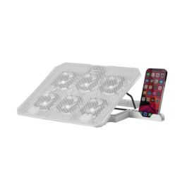 Mars Gaming MNBC23 Base Refrigeración para Portátil 16" con 6 Ventiladores LED Azul, Stand 6 Posiciones, USB y Soporte Móvil Blanco